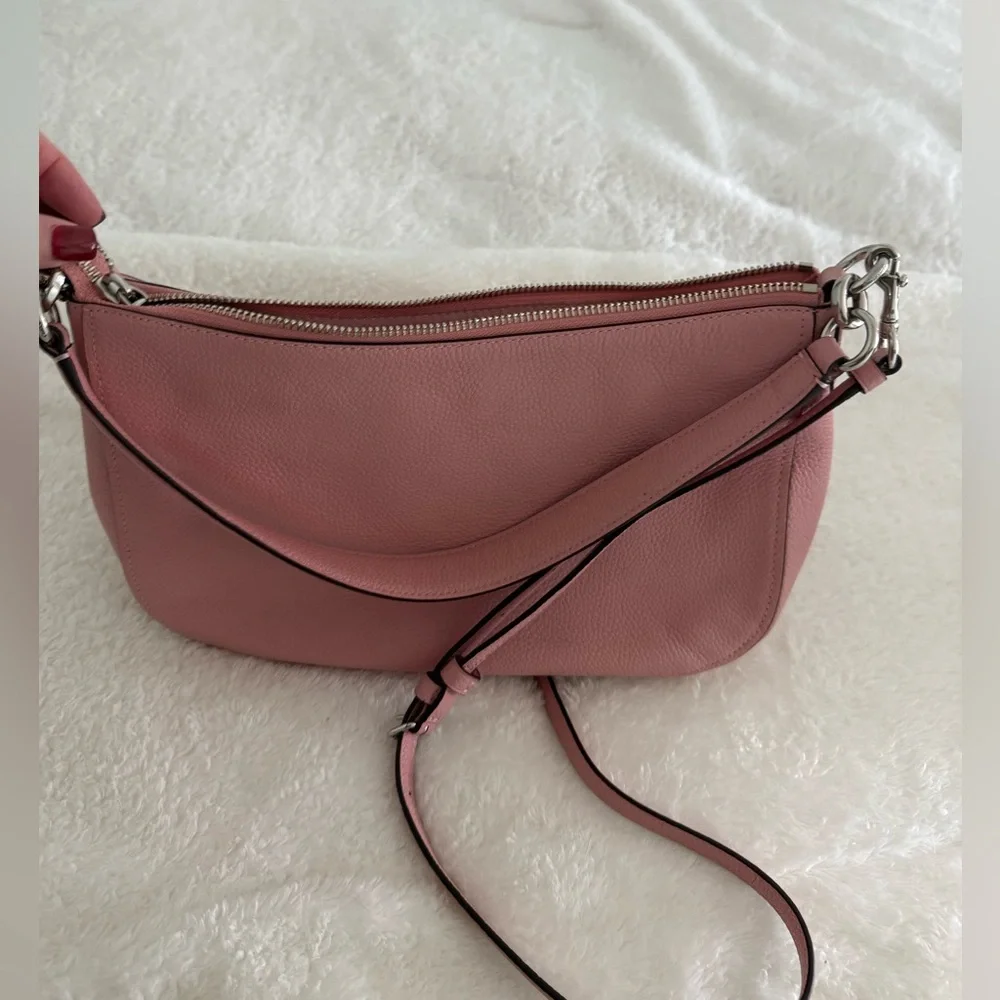 Coach Pink Pebble Leather Hobo Shoulder Bag